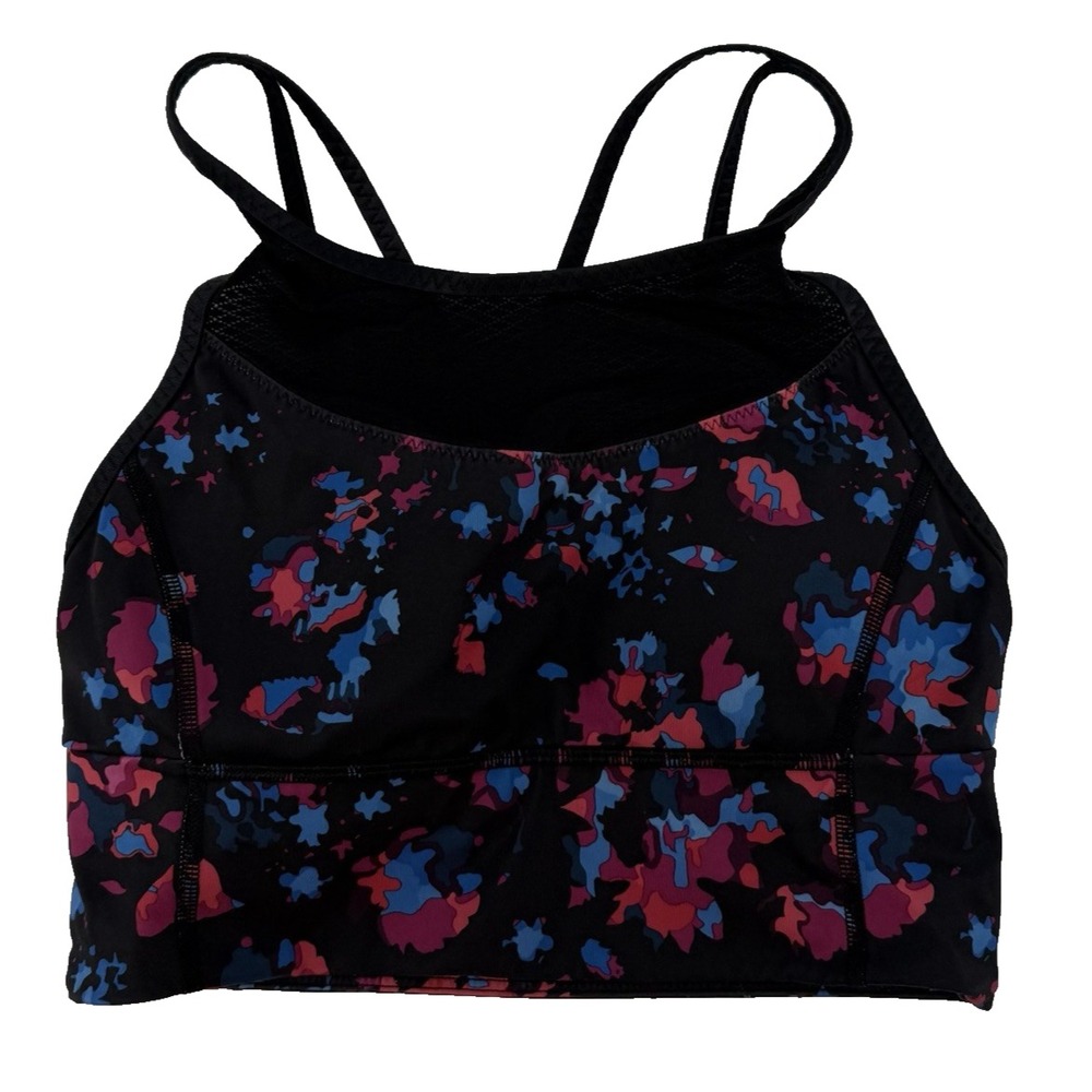 Lululemon Clip-In Long Line Bra Dandy Digie Multi Black Size 6